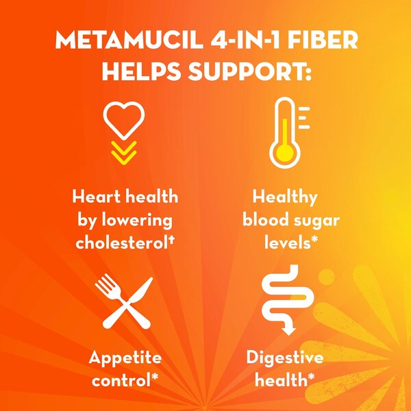 Metamucil Premium Blend Daily Psyllium Fiber Powder, Orange, 30 Servings