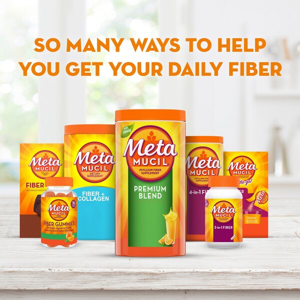Metamucil Premium Blend Daily Psyllium Fiber Powder, Orange, 30 Servings