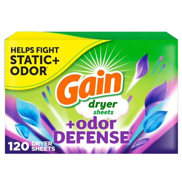 Gain + Odor Defense Dryer Sheets, 120 CT