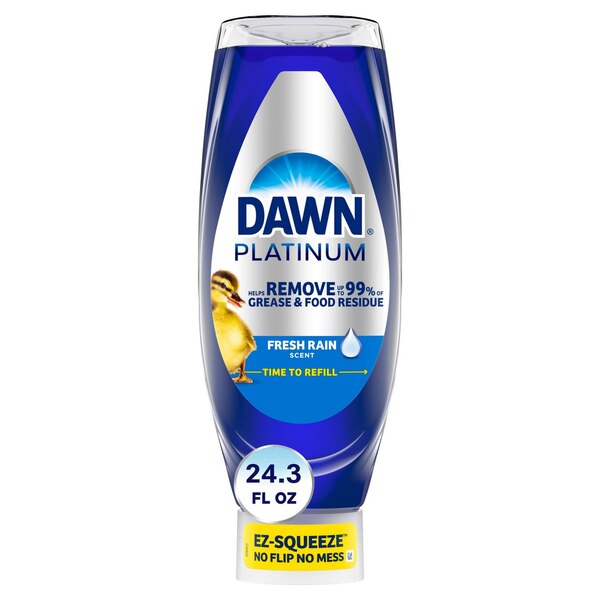 Dawn Platinum EZ-Squeeze Dishwashing Liquid Soap, Fresh Rain Scent, 24.3 oz