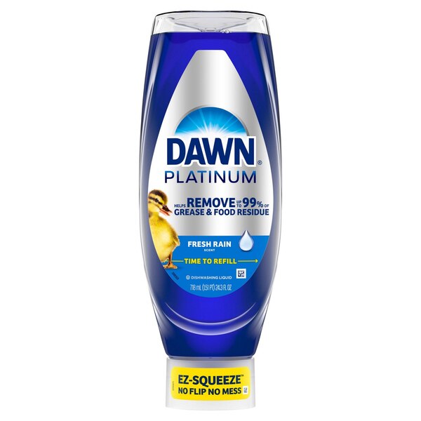Dawn Platinum EZ-Squeeze Dishwashing Liquid Soap, Fresh Rain Scent, 24.3 oz