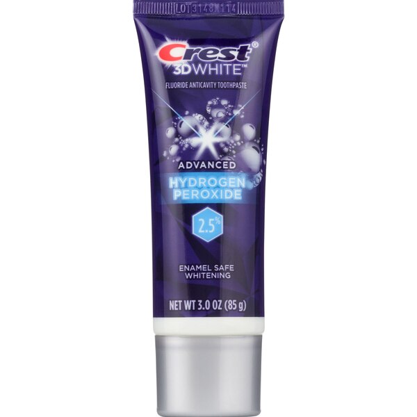 Crest 3D White Advanced Hydrogen Peroxide Whitening Toothpaste, Fresh Mint, 3 OZ