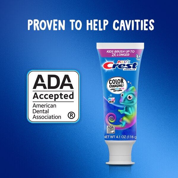 Crest Kid's Advanced Fluoride Anticavity Color Changing Toothpaste, Ages 3+, Bubblegum, 4.2 OZ