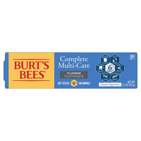 Burt's Bees Complete Multi-Care Fluoride Toothpaste, Natural Peppermint, 4.7 OZ