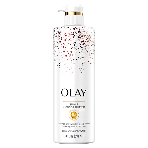 Olay Exfoliating & Moisturizing Body Wash with Sugar, Cocoa Butter, and Vitamin B3, 20 oz
