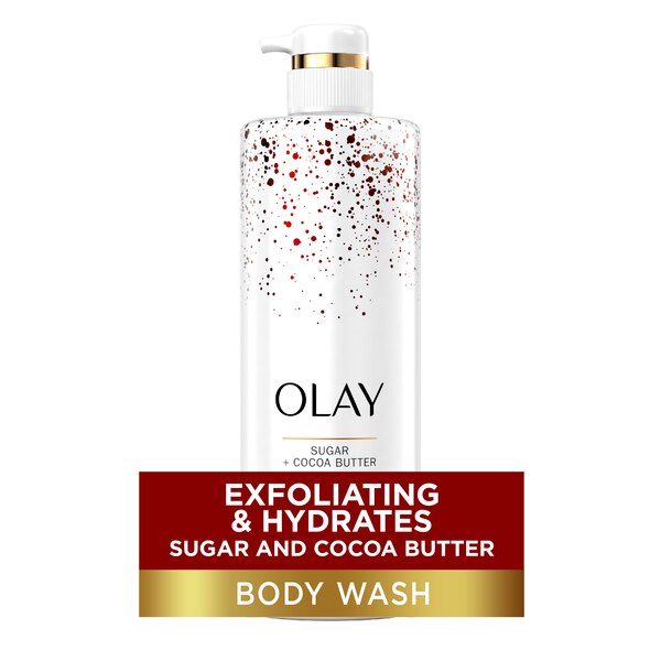 Olay Exfoliating & Moisturizing Body Wash with Sugar, Cocoa Butter, and Vitamin B3, 20 oz