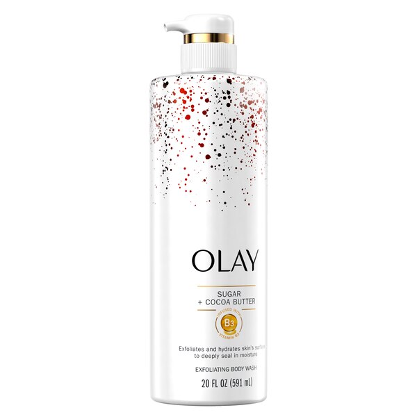Olay Exfoliating & Moisturizing Body Wash with Sugar, Cocoa Butter, and Vitamin B3, 20 oz