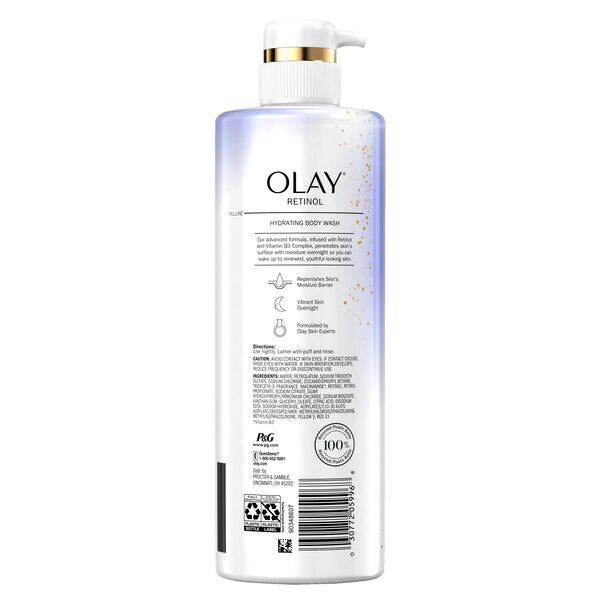 Olay Cleansing & Renewing Nighttime Body Wash with Vitamin B3 and Retinol, 20 oz