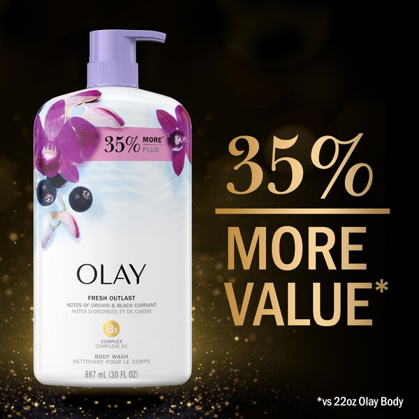 Olay Fresh Outlast Body Wash, Orchid & Black Currant, 30 oz