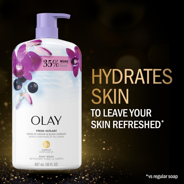 Olay Fresh Outlast Body Wash, Orchid & Black Currant, 30 oz