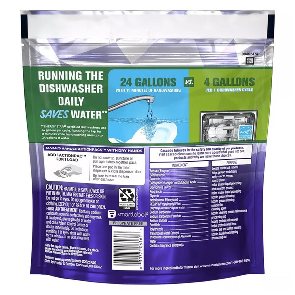 Cascade Platinum Plus Dishwasher Detergent Pacs, Fresh, 17 ct