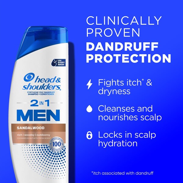 Head & Shoulders Mens Sandalwood 2-in-1 Anti-Dandruff Shampoo & Conditioner, 12.8 OZ