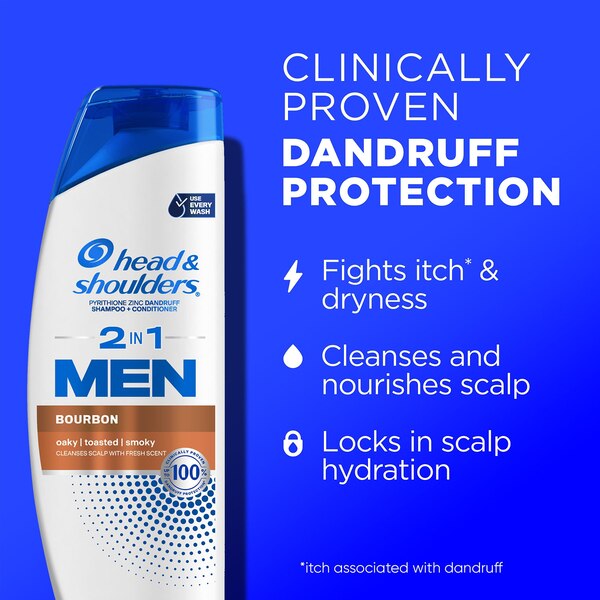 Head & Shoulders Mens Bourbon 2-in-1 Anti-Dandruff Shampoo & Conditioner, 12.5 OZ