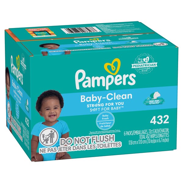 Pampers Baby Clean Wipes Baby Fresh Scented 6X Pop-Top Packs, 432 CT
