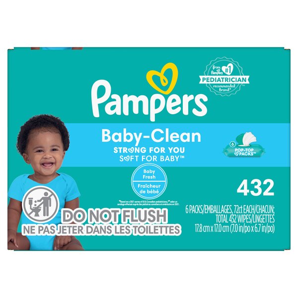 Pampers Baby Clean Wipes Baby Fresh Scented 6X Pop-Top Packs, 432 CT