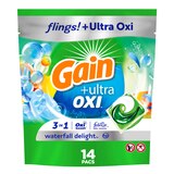 Gain Flings Ultra Oxi Laundry Detergent Pacs, Waterfall Delight Scent, 3-in-1, HE Compatible, 14 ct, thumbnail image