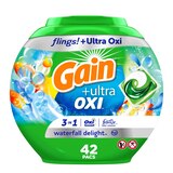 Gain Flings + Ultra Oxi Laundry Detergent Pacs, Waterfall Delight, 42 ct, thumbnail image