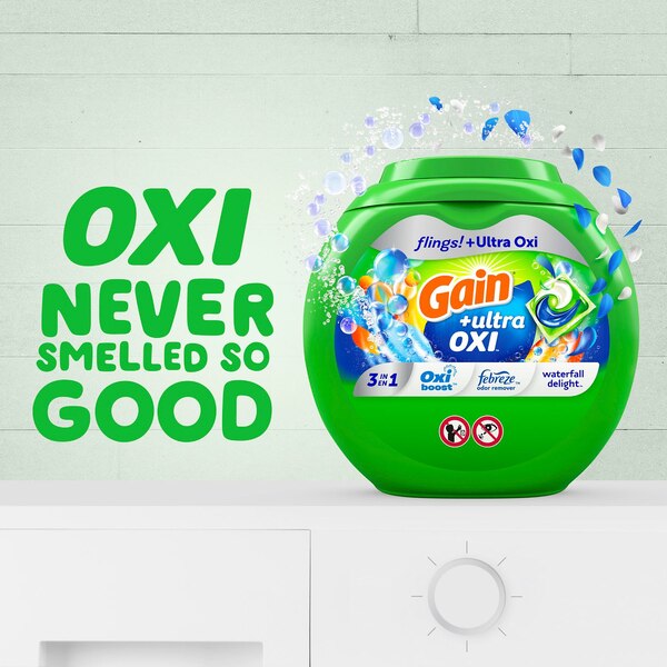 Gain Flings + Ultra Oxi Laundry Detergent Pacs, Waterfall Delight, 42 ct