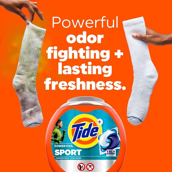 Tide+ Power Pods Sport Laundry Detergent XL Pacs, Active Fresh Scent, 25 ct