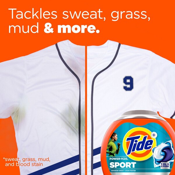Tide+ Power Pods Sport Laundry Detergent XL Pacs, Active Fresh Scent, 25 ct