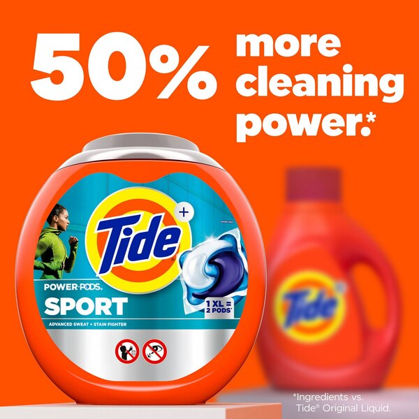 Tide+ Power Pods Sport Laundry Detergent XL Pacs, Active Fresh Scent, 25 ct