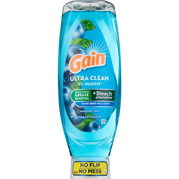 Gain Ultra Clean EZ-Squeeze Bleach Alternative Dishwashing Liquid Soap, Honey Berry Hula, 24.3 OZ