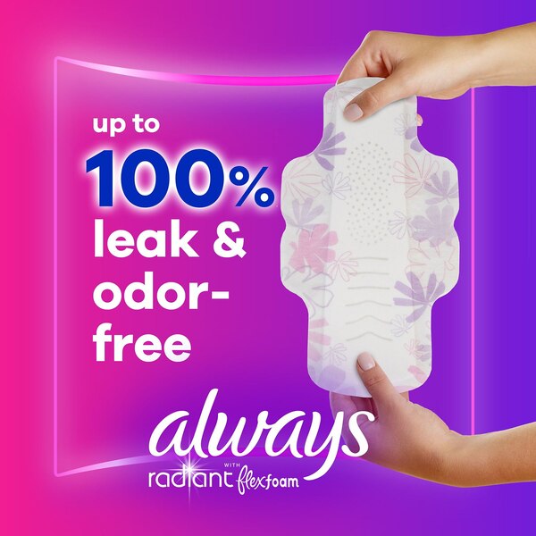 Always Radiant Pads, with Wings, Scented, Size 3, 22 CT