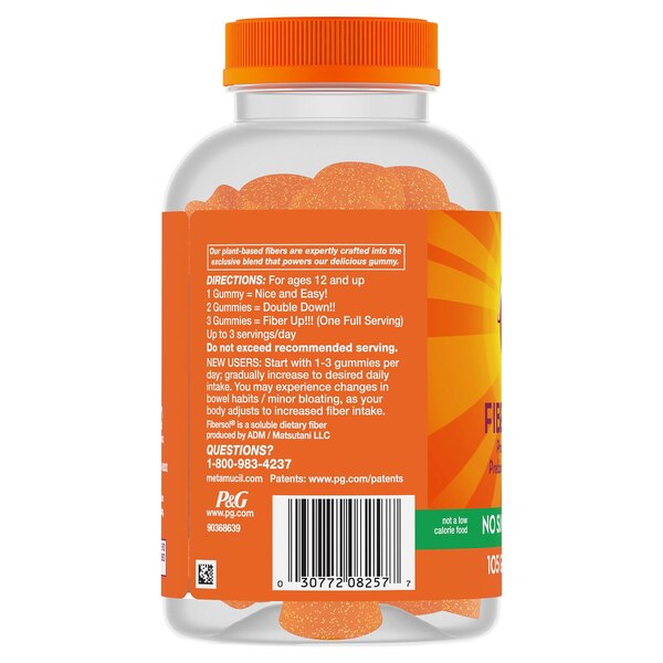Metamucil Daily Fiber Gummies, Orange Flavored, 105 CT