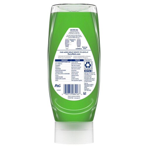 Gain Ultra Clean EZ-Squeeze Dishwashing Liquid Soap, Original Scent, 14.7 OZ