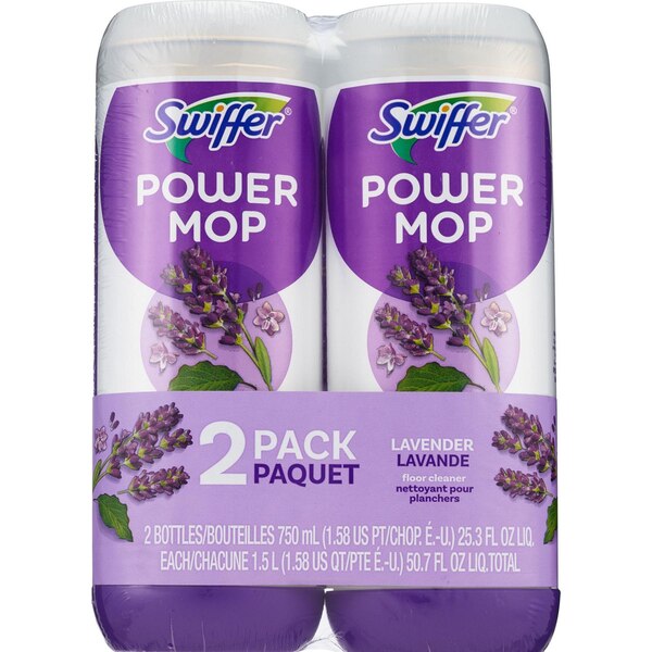 Swiffer PowerMop 2-Pack Cleaning Solution Refill, Lavender Scent, 25.3 oz each