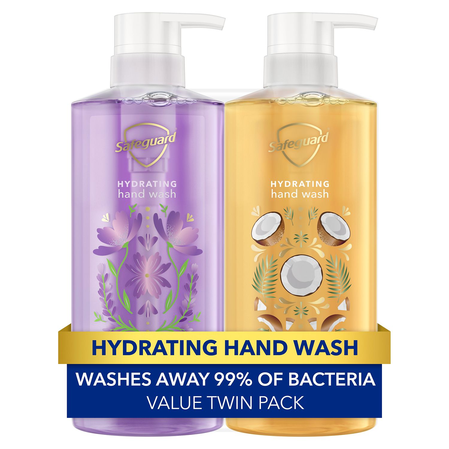 Safeguard Hand Wash Twin Pack, 15.5 oz, Notes of Lavender & Notes of Coconut