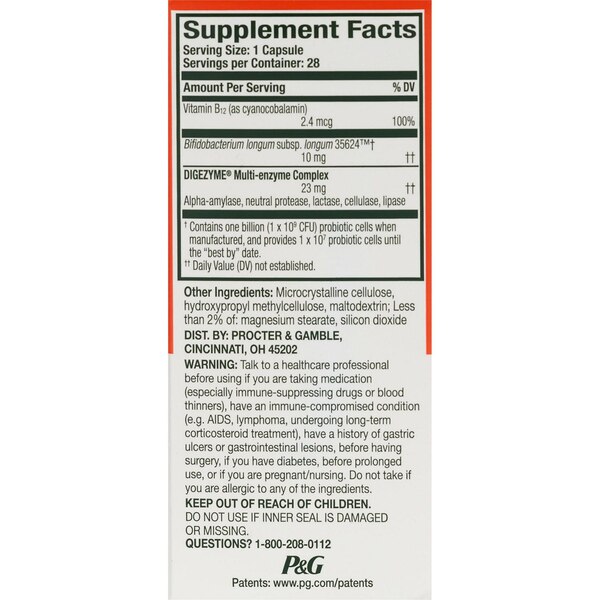 Align Probiotic Bloating Relief + Food Digestion, 28 CT