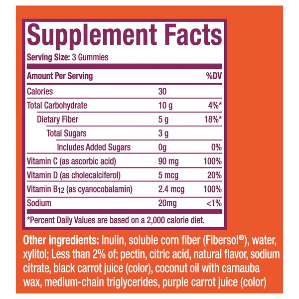 Metamucil Fiber Supplement Gummies, Citrus Berry Flavored, 72 CT