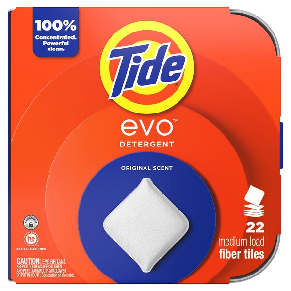 Tide EVO Detergent Fiber Tiles, Original Scent, 22 Loads
