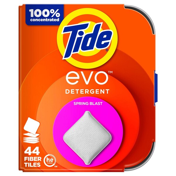 Tide EVO Detergent Fiber Tiles, Spring Blast, 44 Loads