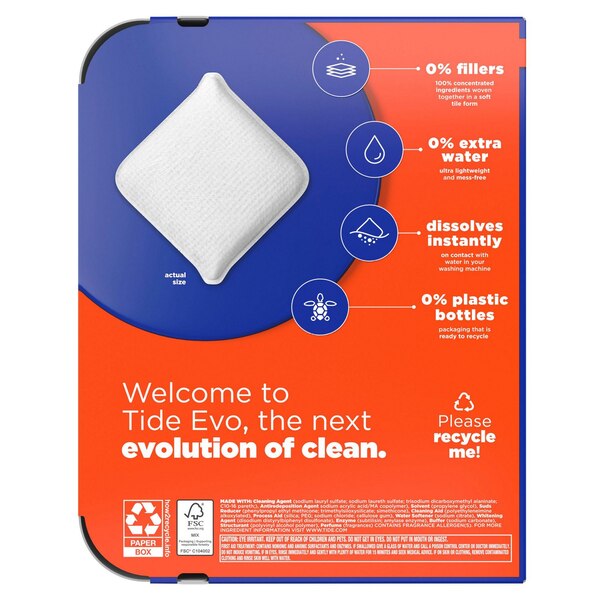 Tide EVO Detergent Fiber Tiles, Spring Blast, 44 Loads
