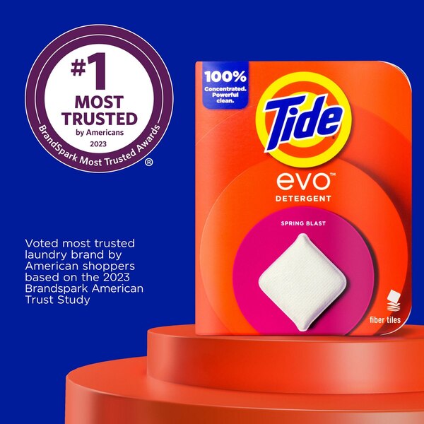 Tide Evo Fiber Tile Laundry Detergent, Spring Blast Scent, 22 ct