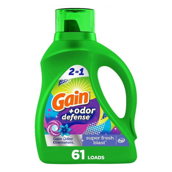 Gain + Odor Defense 2 In 1 Detergent, Super Fresh Blast, 88 oz