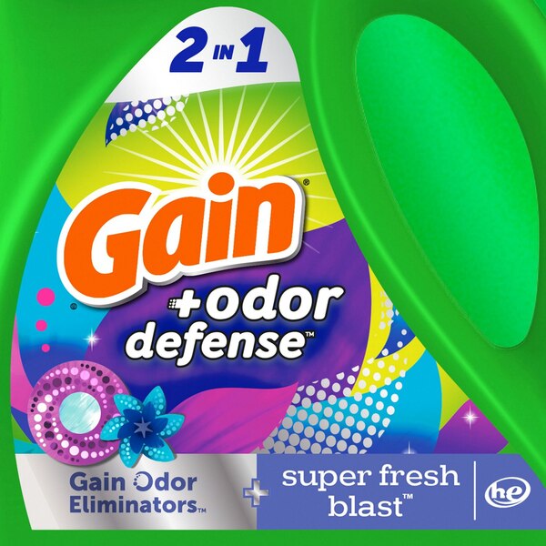 Gain + Odor Defense 2-In-1 Detergent, Super Fresh Blas Scent, 88 oz
