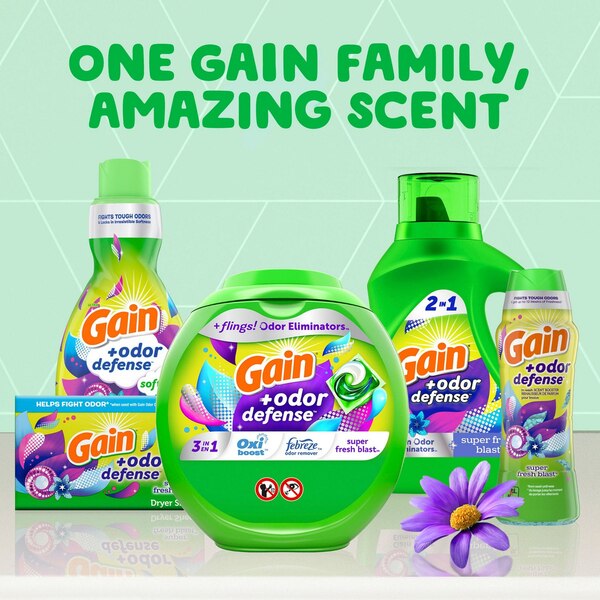 Gain + Odor Defense 2-In-1 Detergent, Super Fresh Blas Scent, 88 oz