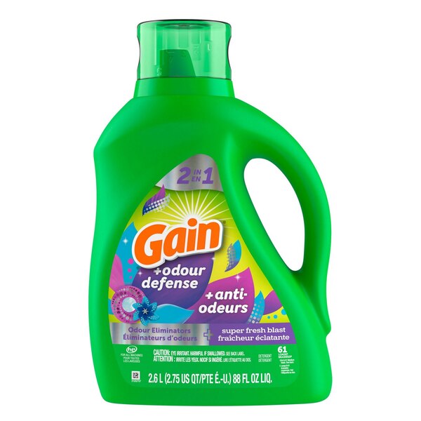 Gain + Odor Defense 2 In 1 Detergent, Super Fresh Blast, 88 oz