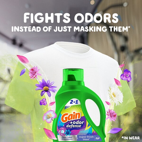 Gain + Odor Defense 2-In-1 Detergent, Super Fresh Blas Scent, 88 oz