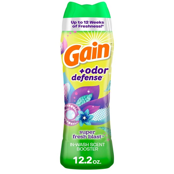 Gain + Odor Defense In-Wash Scent Booster Beads, Super Fresh Blast Scent, 12.2 oz