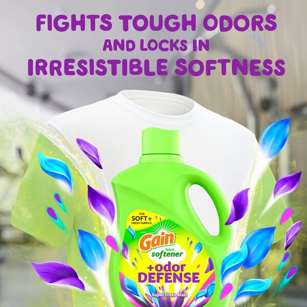 Gain + Odor Defense Liquid Fabric Softener, Super Fresh Blast Scent, 44 oz