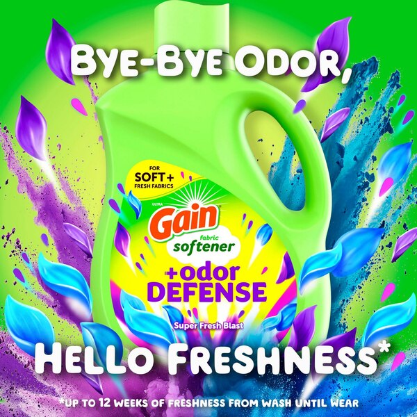 Gain + Odor Defense Liquid Fabric Softener, Super Fresh Blast Scent, 44 oz