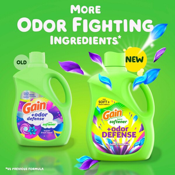 Gain + Odor Defense Liquid Fabric Softener, Super Fresh Blast Scent, 44 oz