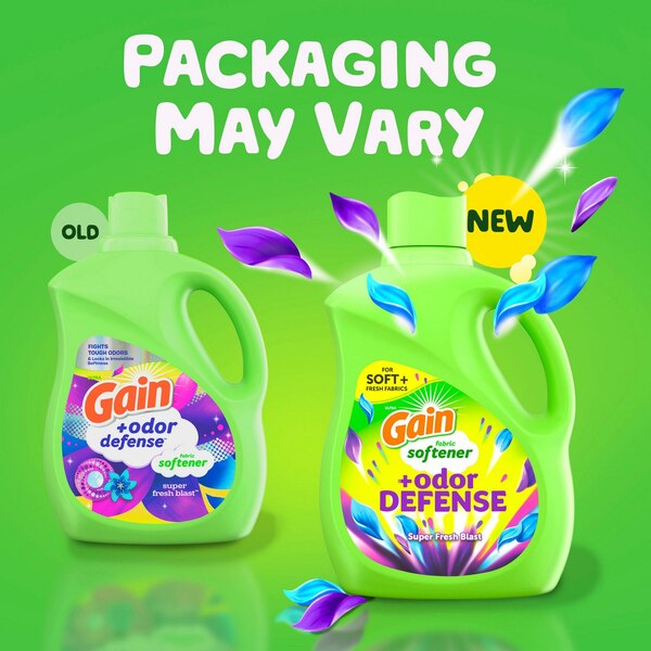 Gain + Odor Defense Liquid Fabric Softener, Super Fresh Blast Scent, 100 oz