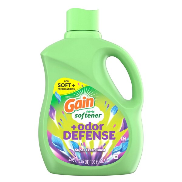 Gain + Odor Defense Liquid Fabric Softener, Super Fresh Blast Scent, 100 oz