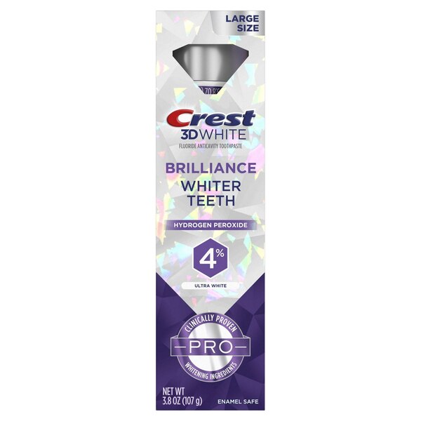 Crest 3D White Brilliance Whiter Teeth Hydrogen Peroxide Toothpaste, Ultra White, 3.8 OZ