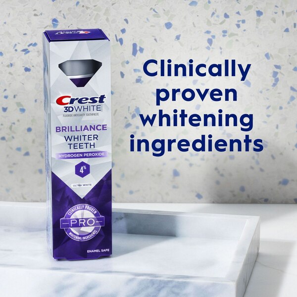 Crest 3D White Brilliance Whiter Teeth Hydrogen Peroxide Toothpaste, Ultra White, 3.8 OZ
